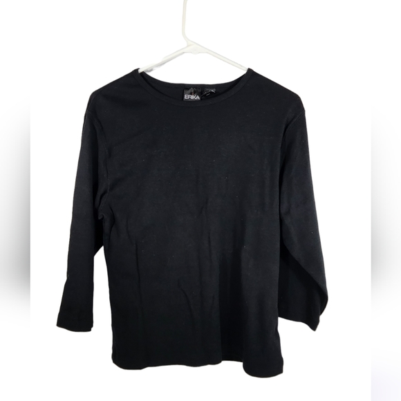 Erika Tops - ❤️ NWT ERIKA 3/4 SLEEVE CREW NECK CASUAL SHIRT - SIZE LARGE - BLACK ❤️